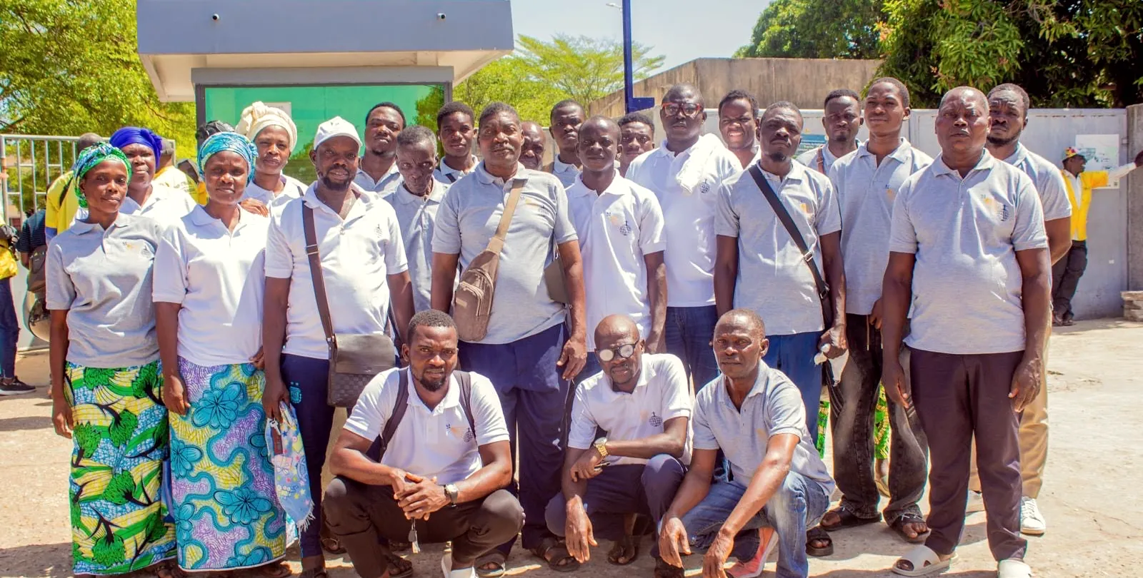 The volunteer team outside CNHU-HKM hospital in Cotonou, Easter 2026